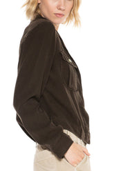 CROP UTILITY JACKET - BLACK OLIVE - Da-Nang
